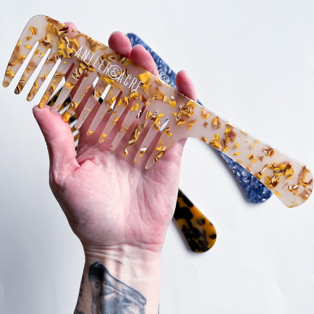 Golden Yellow Wide Tooth Shower Comb