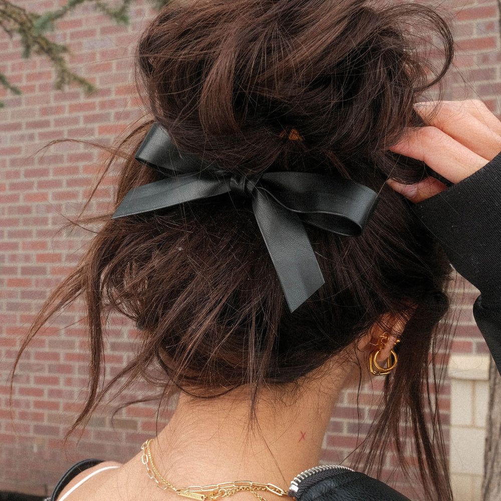 Faux Leather Bow Clip
