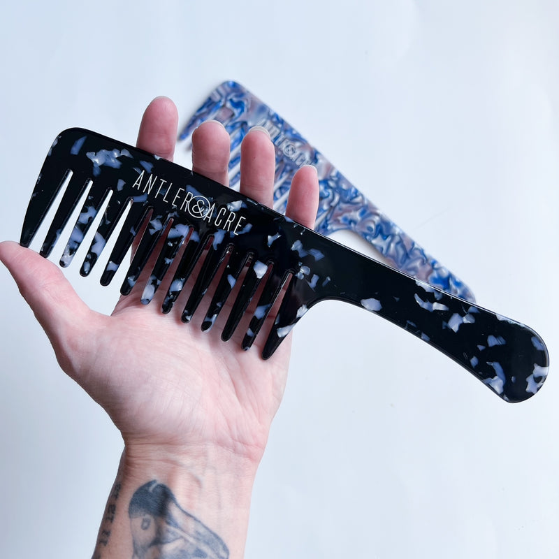 Black Marble Wide Tooth Shower Comb
