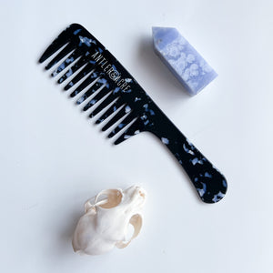 Black Marble Wide Tooth Shower Comb