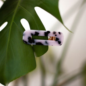 Hair Clip - Blush Snow Leopard (Rectangle)